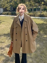 小个子风衣外套女2025春季新款韩版卡其色宽松休闲百搭女风衣大衣