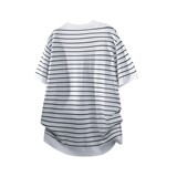 ZY8005-3D老钱风条纹圆领针织短袖通勤百搭夏季时尚简约T恤，男装针织衫/毛衣，星座614