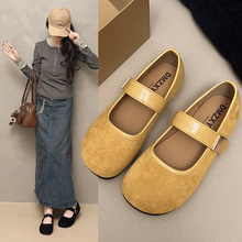 绒面2025浅口单鞋女春秋新款复古温柔仙女风休闲软平底玛丽珍鞋子