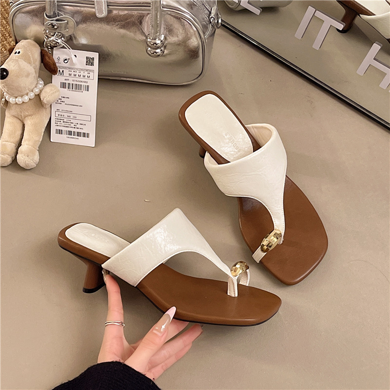Women's Summer Flip-Flops for Outdoor Wear, Fashionable 2026 Style, High-Heeled Thong Sandals, Beach Shoes, Trendy