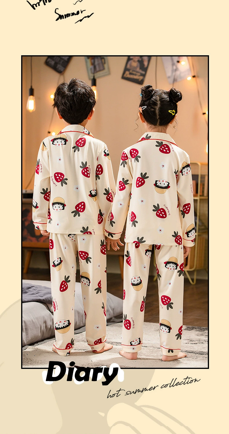 Spring Autumn Children Pajama Set Cartoon Kids Nightwear Pijama Boys Cute Girl Homewear Cardigan Students Clothes Wholesale Sleepwear & Robes cheap