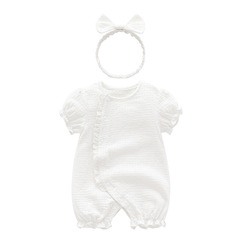 Cross-border exclusive summer newborn baby pure cotton short-sleeved onesie for girls round neck Korean style crawling suit