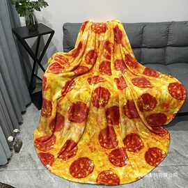 跨境亚马逊 墨西哥披萨毛毯双面法兰绒圆形毛毯 盖毯1米8