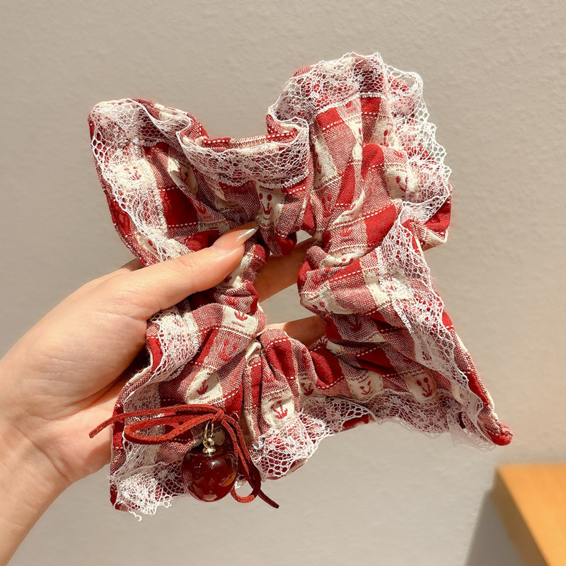 2# Cherry square scarf large intestine ring about 20cm*20cm