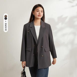 Xianlixiu 2023 New Autumn Clothing Plus Size Women's Fat mm Design Goddess Elegant Double-breasted Back Slit Suit