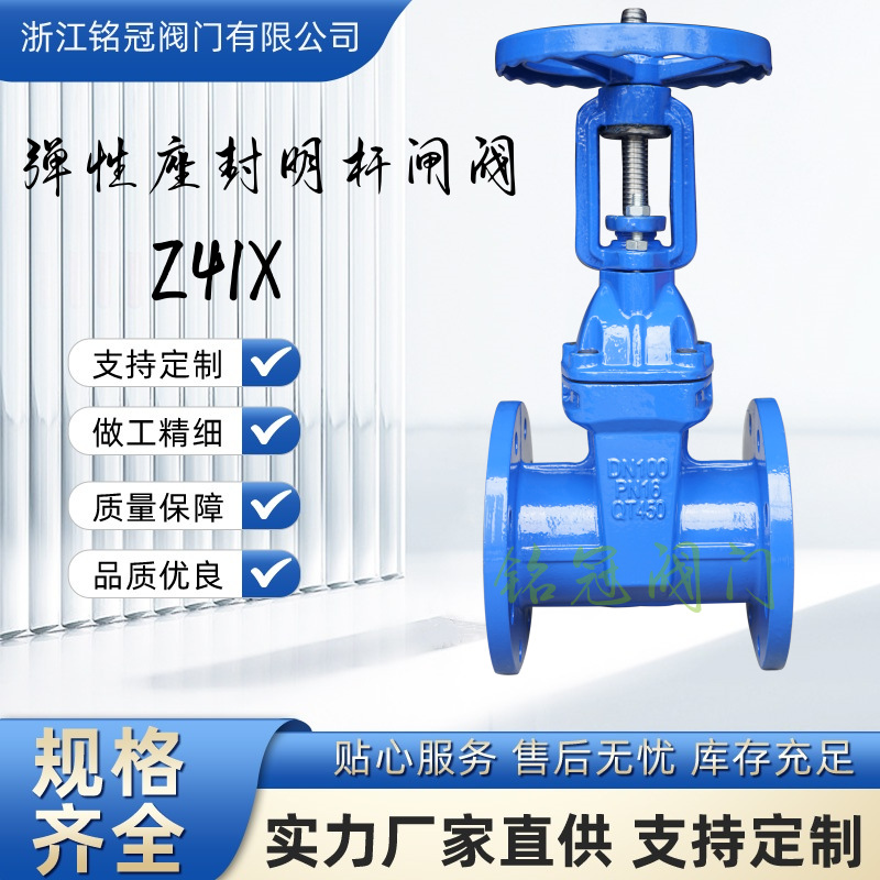 厂家直供 明杆软密封闸阀 Z41X 弹性座封法兰闸阀 球墨铸铁