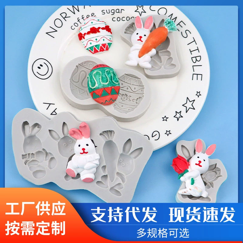 Оптовая продажа пасхальное яйцо кролик силиконовая форма DIY Шоколадный торт формы глиняной капель инструмент