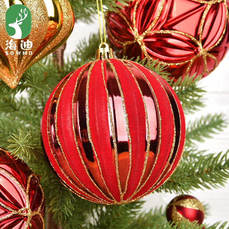 Adornos navideños Colgante de calabaza de bola pintada de plástico rojo Decoración de escena de árbol de Navidad Colgante de bola navideña