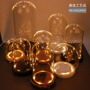 Glass Cover Wholesale Flower Display Box Transparent Dustproof Home Desktop Decoration Cover Luminous with Light Manufacturer Wholesale
