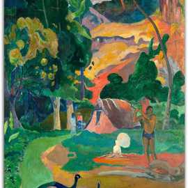 亚马逊跨境艺术画风景与孔雀油画海报墙艺术图片打印帆布海报现代