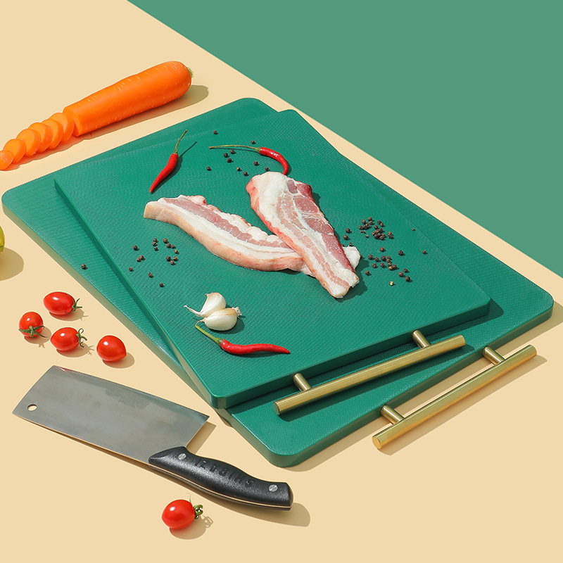 Shunlilai Nordic dark green handle PE chopping board thickened bone chopping board plastic fruit cutting board kitchen food supplement board