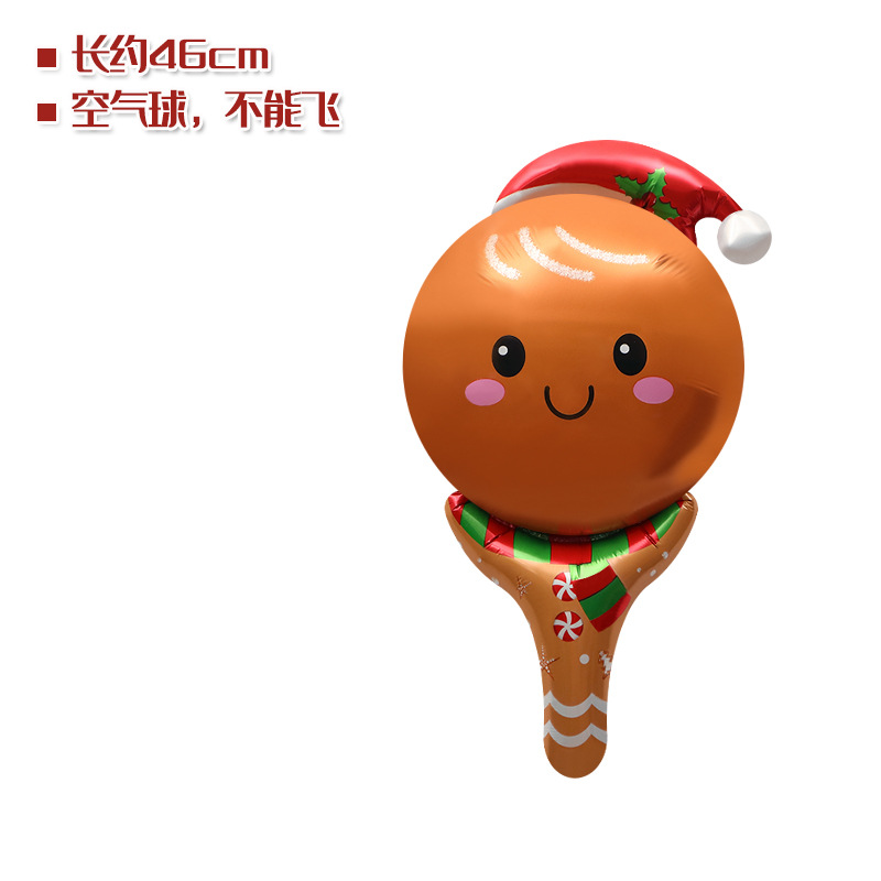 Promoción de la tienda de Navidad regalo juguete globo santa claus dibujos animados de mano palo globo golpeando palo