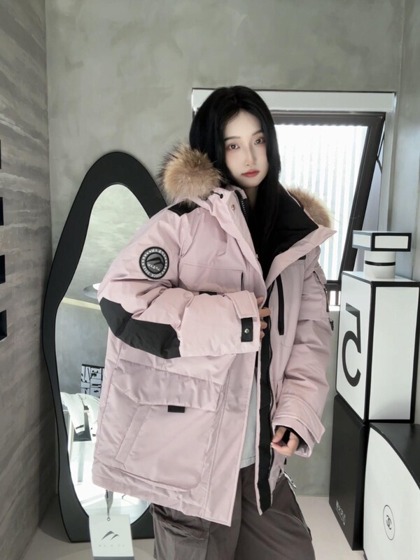 派克羽绒服工装90绒白鸭绒女冬季加厚情侣装服外套防寒毛领百搭|undefined