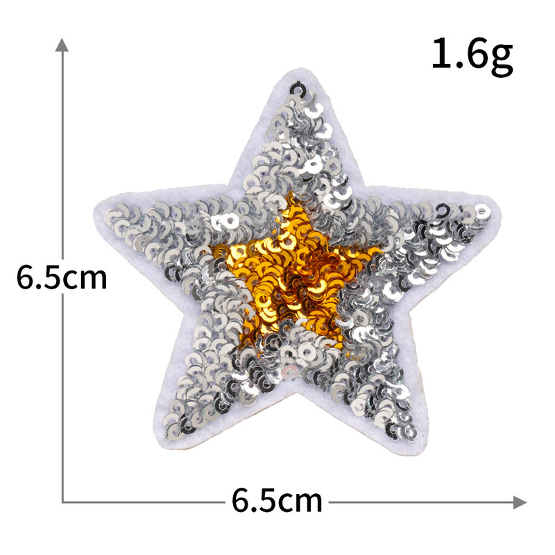 カラフルなスパンコールブティック刺繍布ステッカー五芒星シリーズコンピュータ刺繍衣類アクセサリー粘着装飾バッジ|undefined