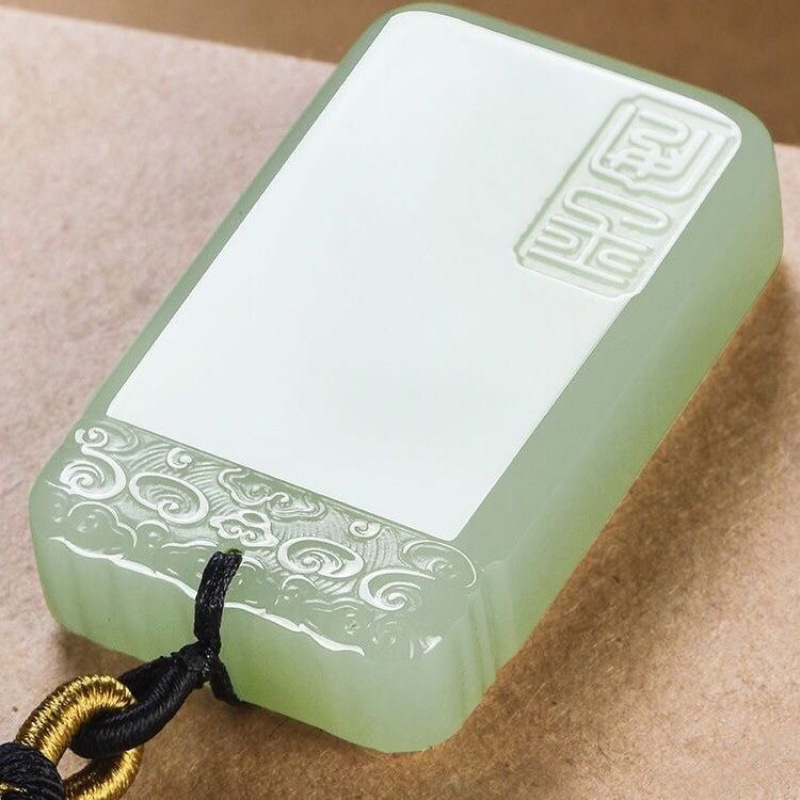 QINGSHUI 소재 XIANGYUN PINGAN WUHE 펜던트 옥 펜던트 옥 펜던트 옥 목걸이 양면 수동 인증서