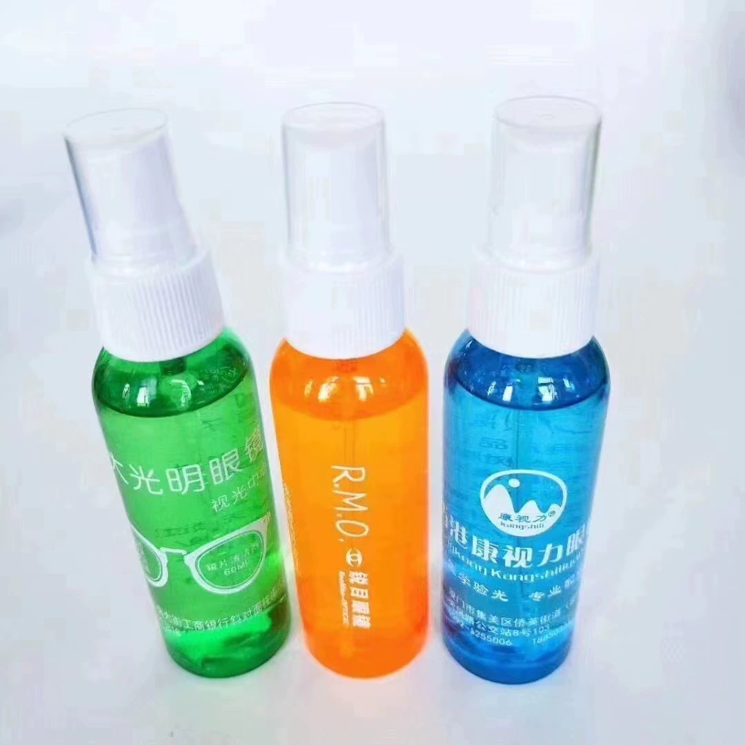 Очиститель для очков спот спрей 60 мл прозрачная синяя бутылка Cai si линзы для мытья зеркала вода может быть напечатана LOGO ткань для очков