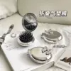 Хромированое серебро, овальная расческа, серебристый маленький бантик
