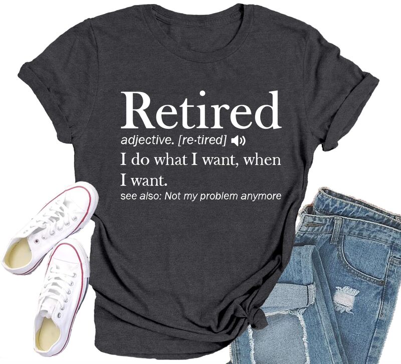 [Cross-Border European Code] Women's Retirement Shirt Retirement Teacher T-Shirt Grandma Retirement T-Shirt