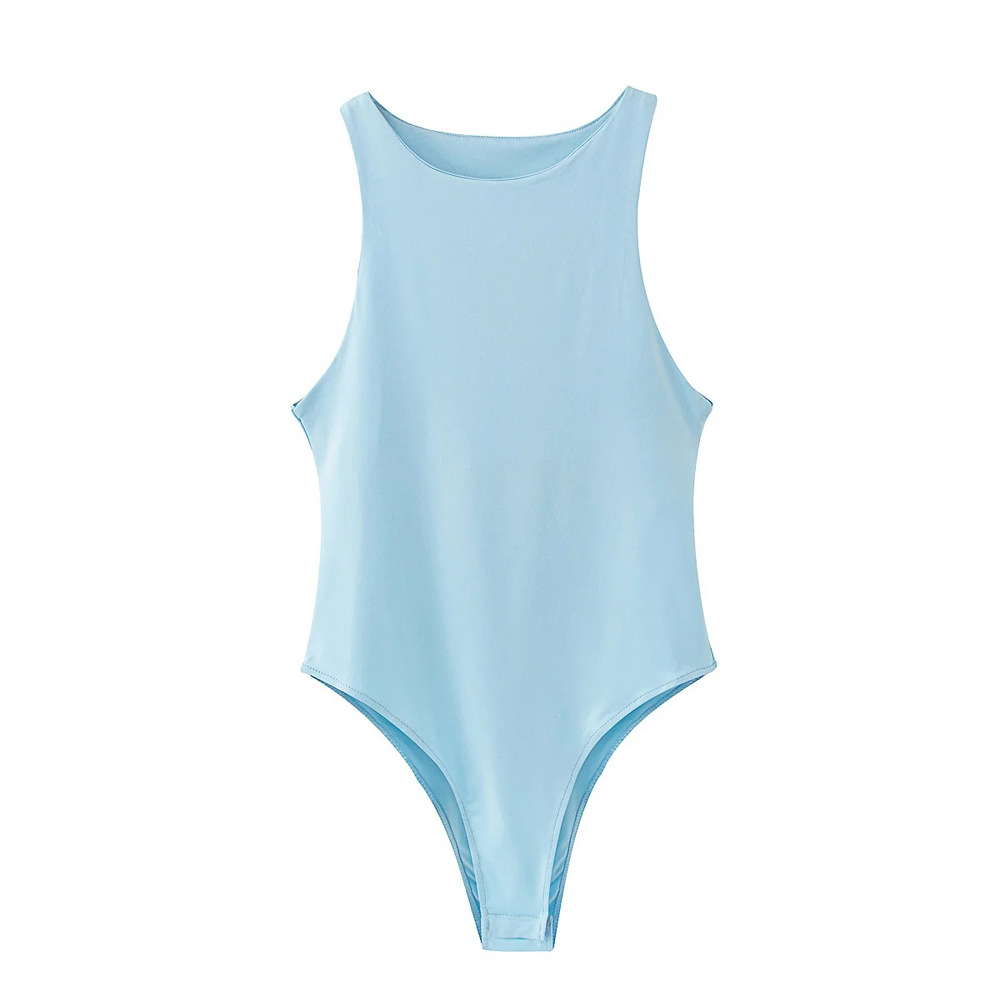 Body ajustado INS de Amazon 2026 para mujer, moda europea y americana, camiseta base de cuello redondo y hombros estrechos, superventas para exportación.