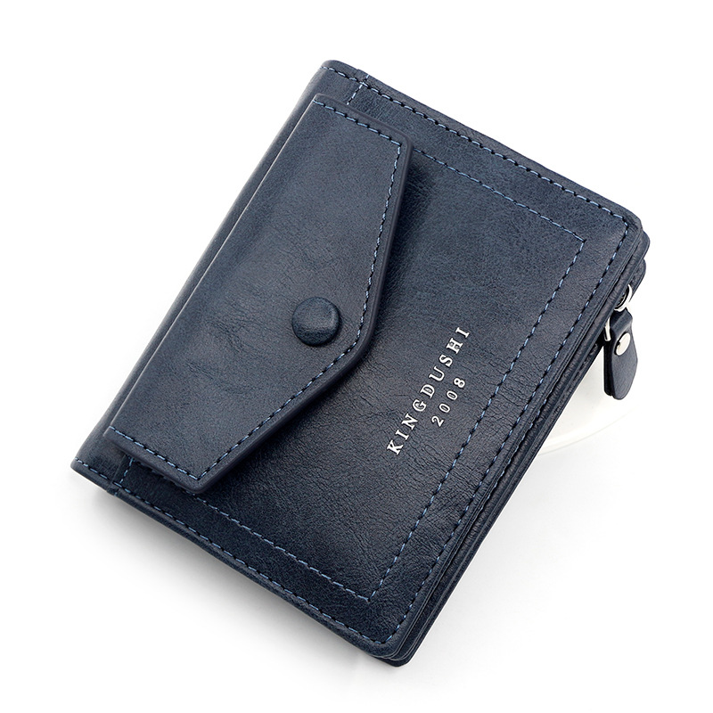 Cartera corta de los hombres casuales de Corea vertical multi-tarjeta de negocios cremallera clave billetera mini monedero de plata
