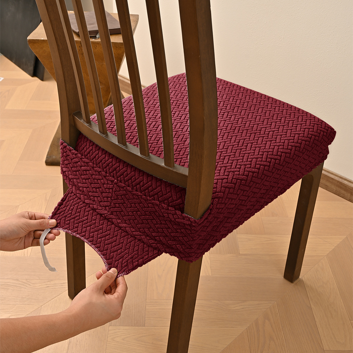 Funda de taburete elástica doble a cuadros antideslizante de Amazon con hebilla, juego de cojines de jacquard para silla, funda para silla