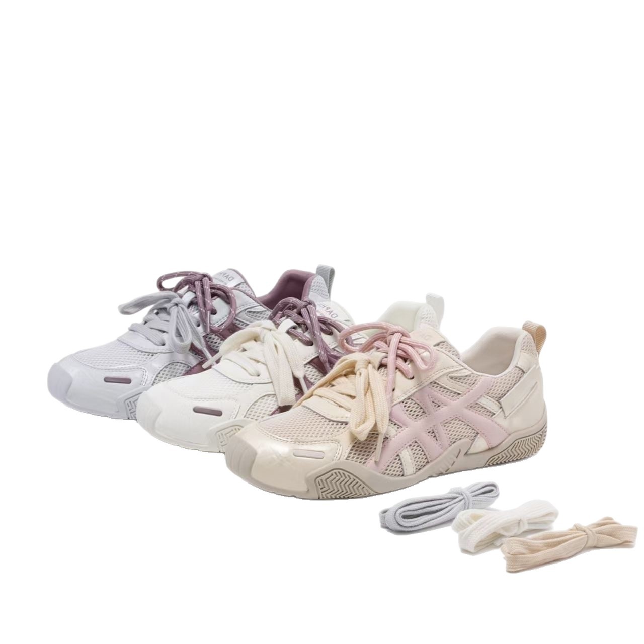 Zapatos de entrenamiento transpirables de malla 2026 nuevos zapatos deportivos de mujer de color de verano frente lazos ligeros con suela gruesa