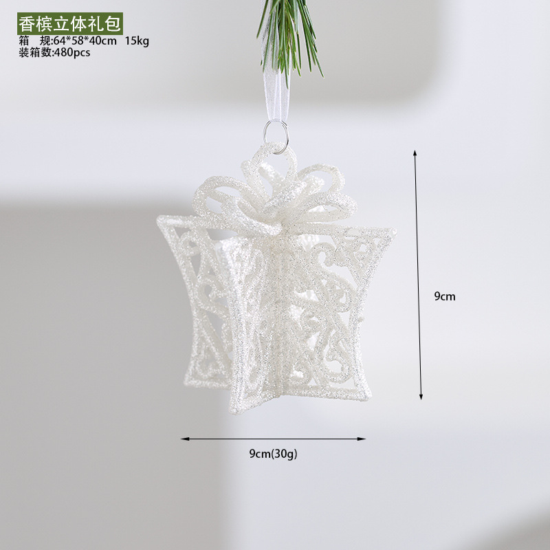 Colgante acrílico blanco polvo brillante colgante de Navidad pequeña estrella explosiva instrumento pequeño colgante de nieve decoración de Navidad