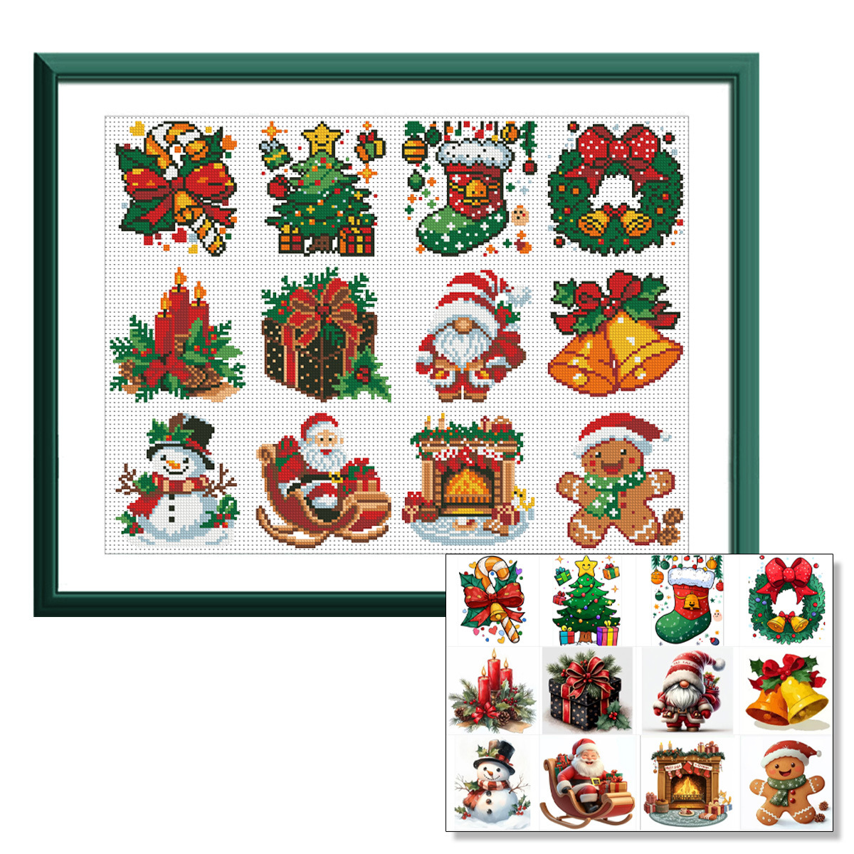 Nuevo bordado cruzado transfronterizo al por mayor 12 piezas de Navidad juego de dibujos animados lindos niños pequeños bordados cruzados a sí mismos image 6