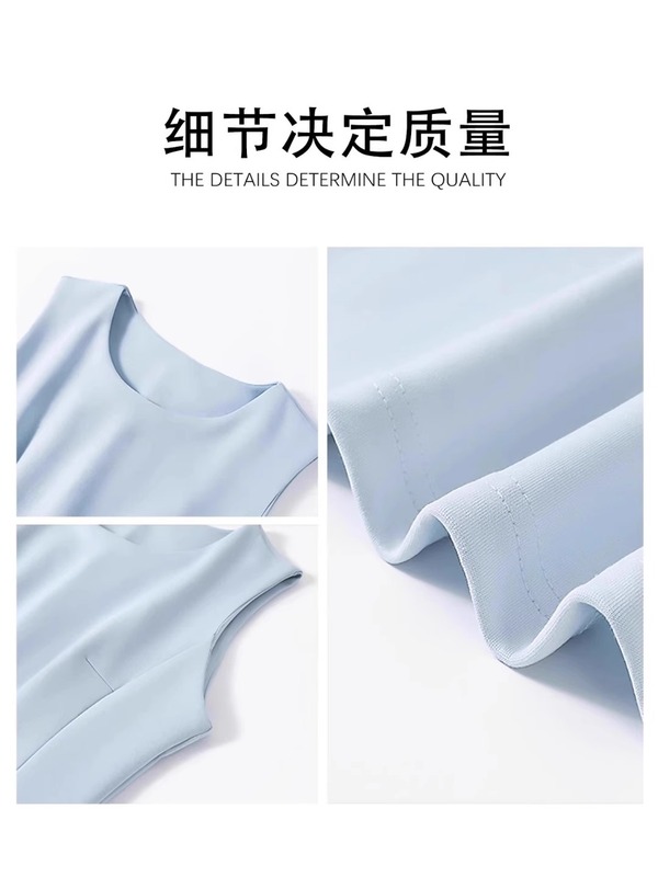 奶蓝色无袖连衣裙2025夏季穿搭多巴胺掐腰a字短裙蛋糕漂亮小裙子|undefined