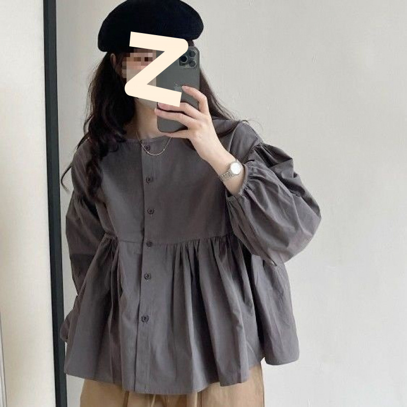 2025秋季新款日系长袖娃娃衫女宽松休闲上衣早秋设计感小众显瘦|undefined