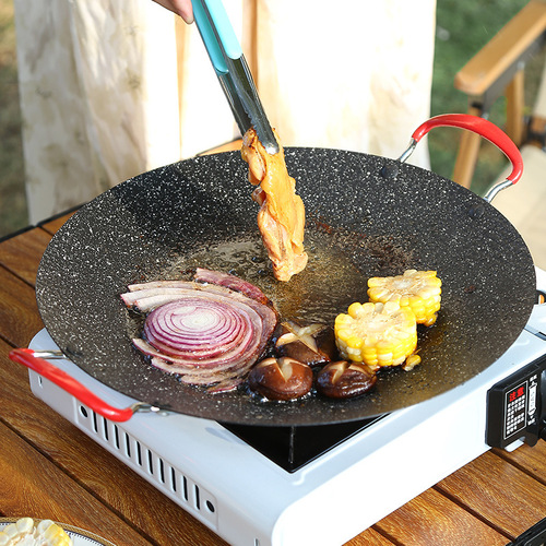 Outdoor camping BBQ plate, porcelain stone non-stick meat plate, Korean iron griddle, camping stove plate
