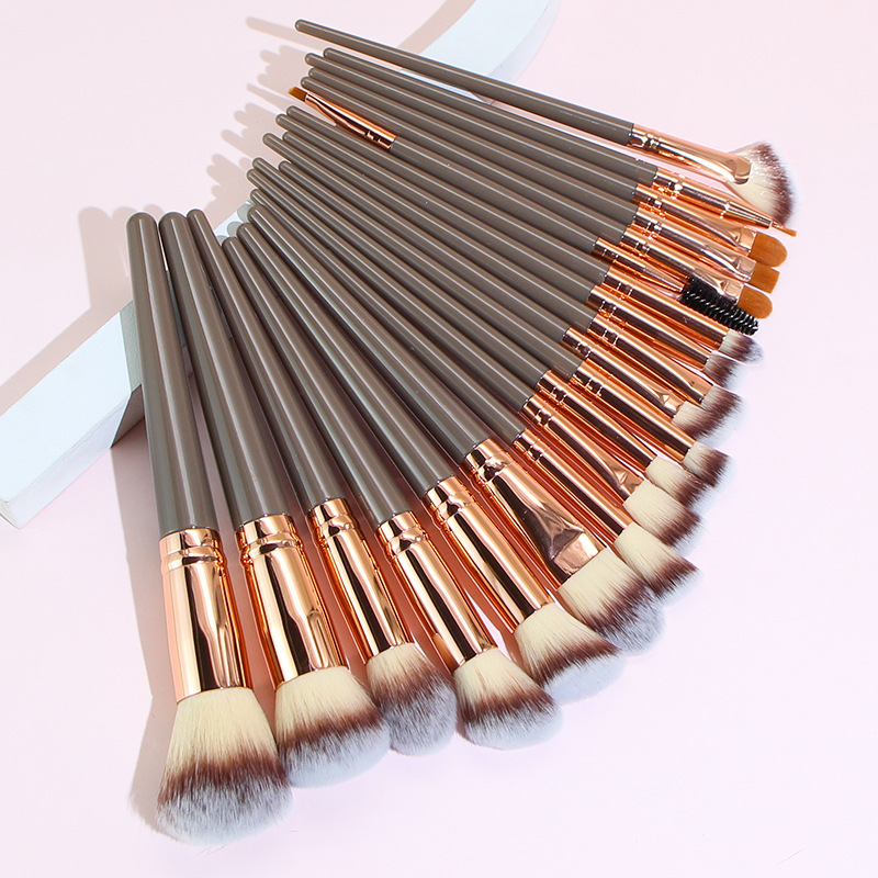 Yicolor nuevo cepillo de maquillaje traje 20 pelo fibra marrón conjunto completo polvo suelto sombra ojos reparación herramientas belleza en stock