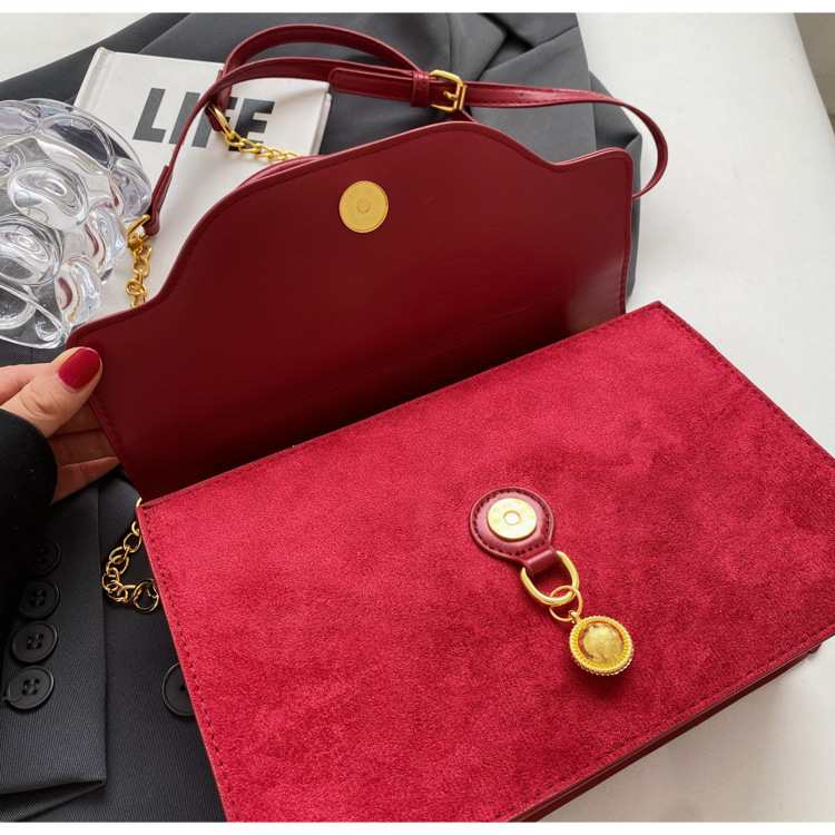 Borsa a tracolla in velluto rosso retro piccola borsa a mano sposa_voghion.com