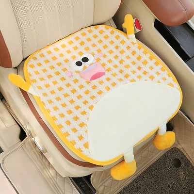 Cartoon Plush Car Seat Back | Headrest - teddy-bear-yellow-cushion