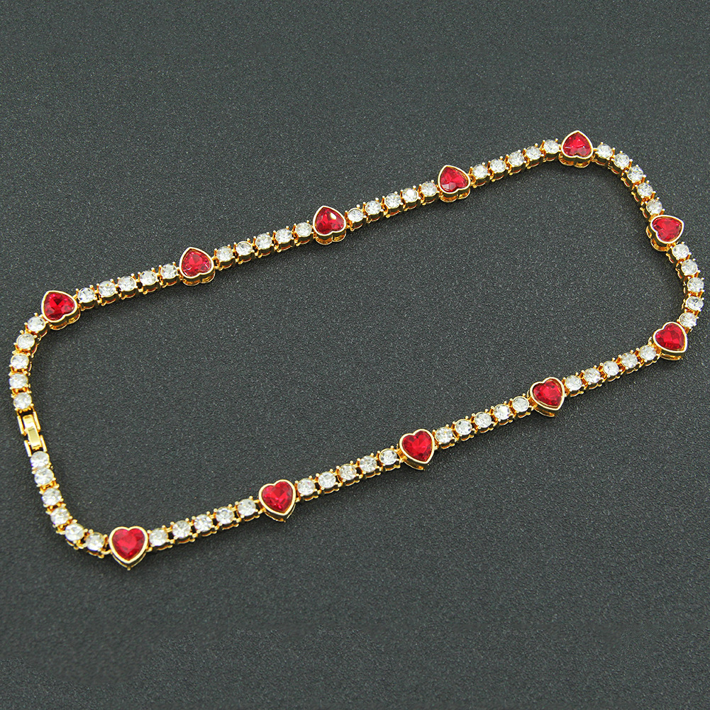 Hip-Hop Heart Shape Rhinestones Alloy Chain Necklaces Wholesale display picture 6
