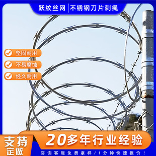 Double Spiral Blade Barbed Wire for Villa and Prison Anti-Climb Protection, 304 Stainless Steel Barbed Wire, Anti-Theft and Anti-Climb Fence Barbed Net