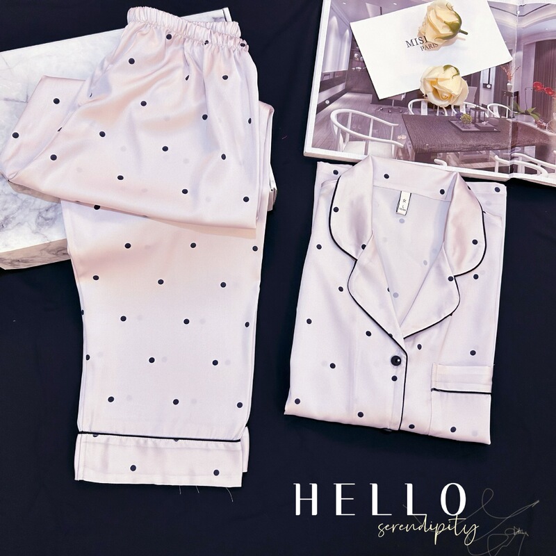 2025 Cross-border Jindian Wave Point Short-sleeved Trousers Ice Silk Women's Pajamas Little Red Riding Book Shake Voice Imitation Silk Home Clothing Batch