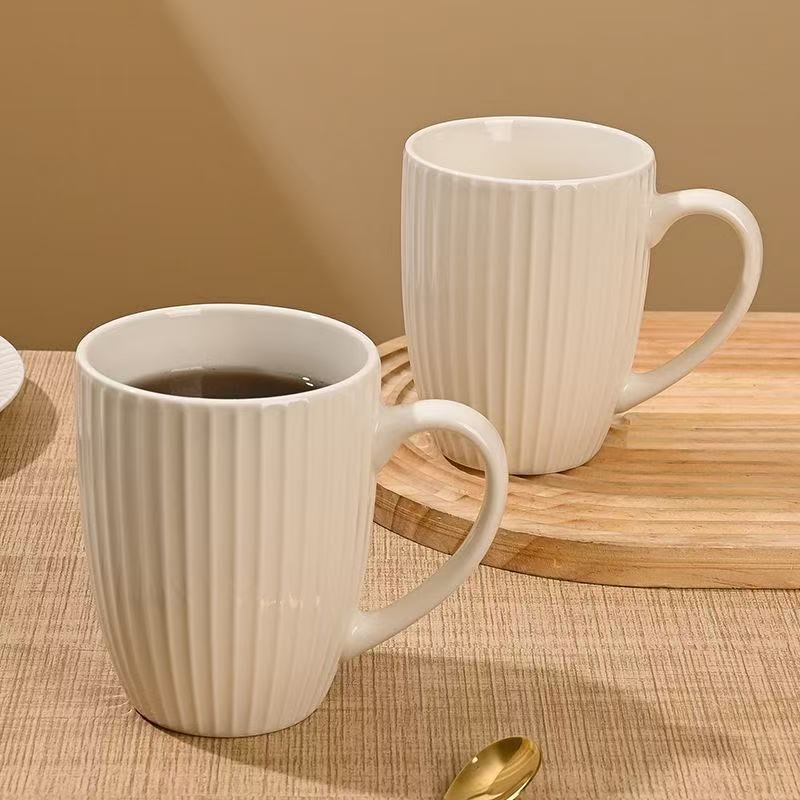 Taza de cerámica blanca pura simple taza de relieve taza de café taza de leche de gran capacidad taza de agua de oficina image 3