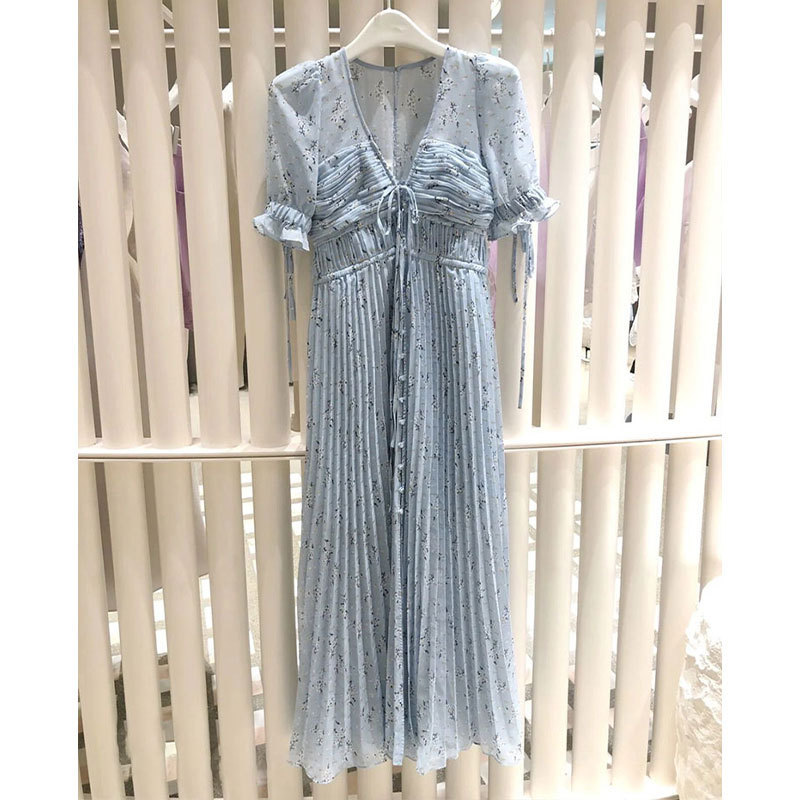 2024 Summer New High-End Stylish Blue Floral Dress for Women, Unique Design, Elegant and Extra-Long Dress 2024 Summer New High-End Stylish Blue Floral Dress for Women, Unique Design, Elegant and Extra-Long Dress