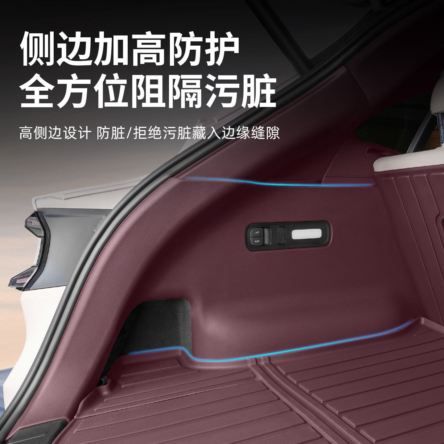 Suitable for Xiaomi Yu7 All-Inclusive Tpe Trunk Mat, Waterproof and Non-Slip Backrest Protection Mat, Trunk Mat Accessories