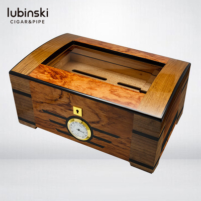 魯賓斯基LUBINSKI雪茄盒雪松木紋拼花烤漆可視窗雪茄箱保濕盒煙盒