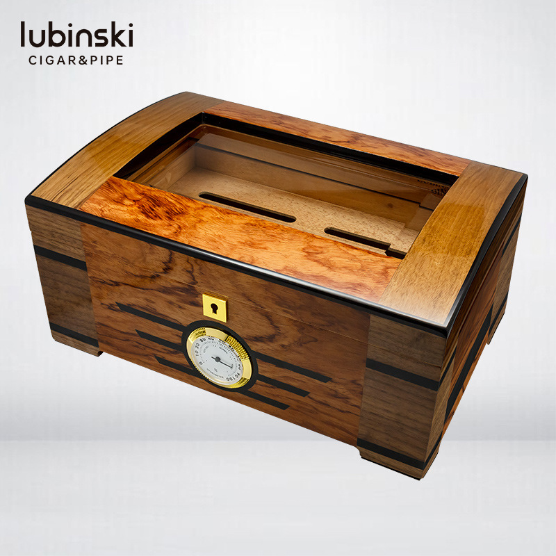 魯賓斯基LUBINSKI雪茄盒雪松木紋拼花烤漆可視窗雪茄箱保濕盒煙盒