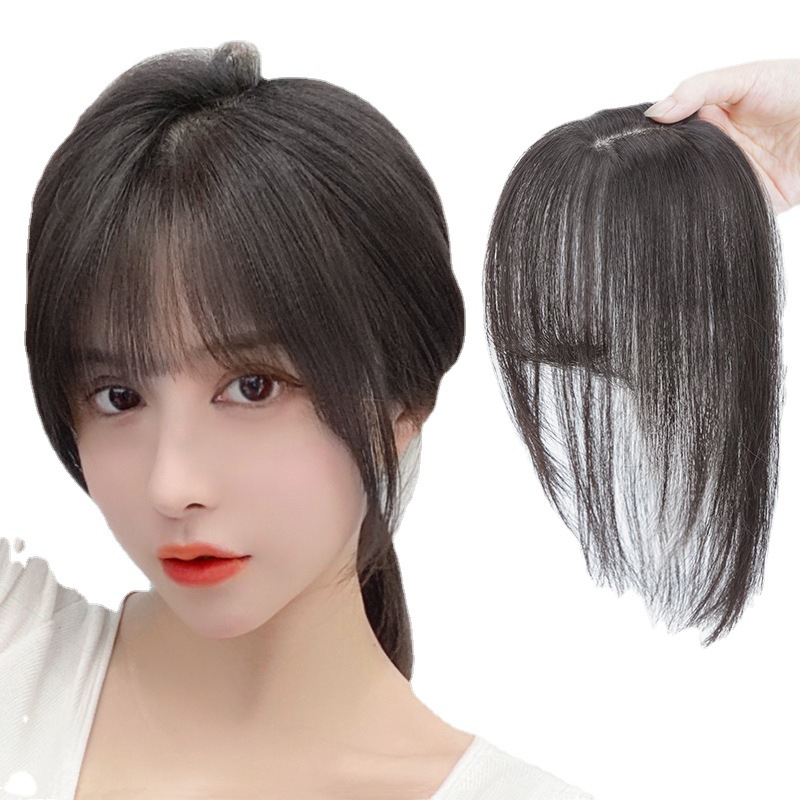 Parrucca sintetica 3D French Air Bangs con copertura superiore invisibile per donna
