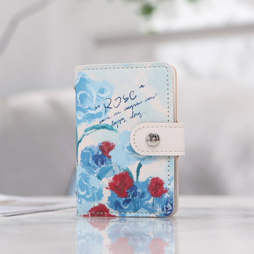 Flower color printed pattern card holder anti-degaussing 20 card slots credit document card holder large capacity document holder