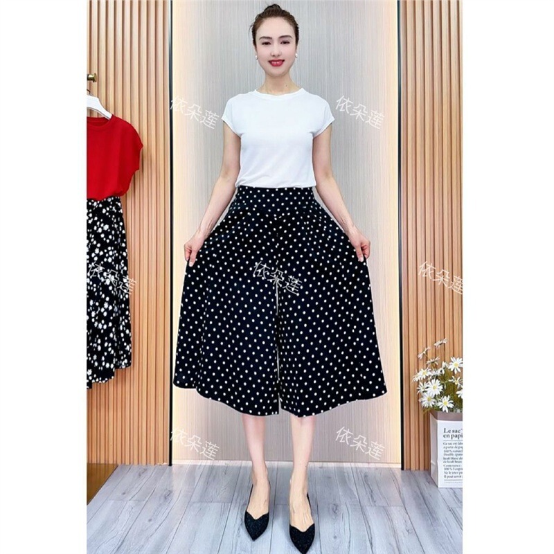 Special Offer Floral Culottes Mom Pants Summer Thin Women's Pants Cropped Pants Fashionable Skirt Pants Drapey Wide-Leg Pants