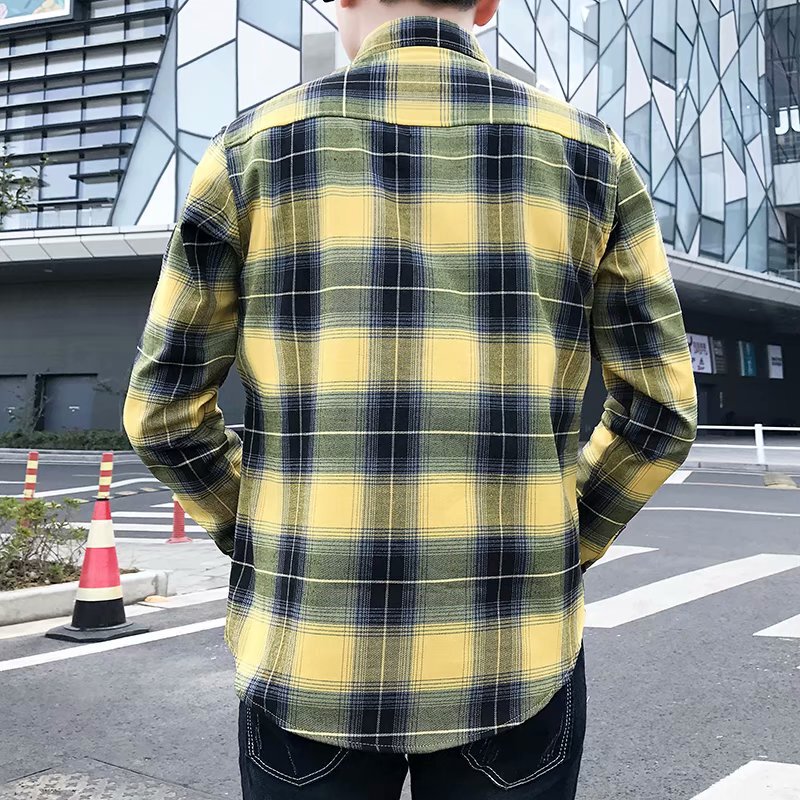Autumn and Winter Plaid Shirt Men's Velvet Warm Thickened Top Men's Korean Style Slim Shirt Trendyy Handsome Jacket