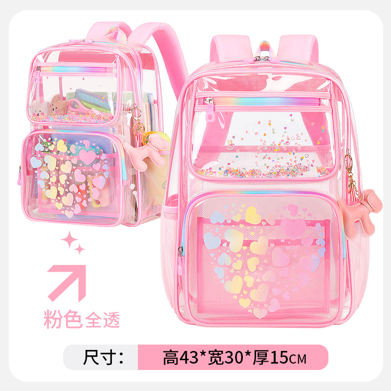 Venta directa de fábrica Amazon comercio exterior bolsa transparente moda dibujos animados mochila escolar para niños y niñas escuela primaria escuela secundaria escuela secundaria mochila