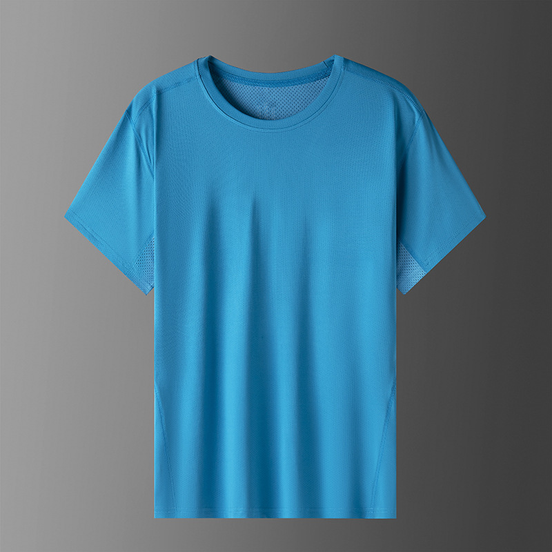 Verano seda de hielo secado rápido camiseta de manga corta hombre nuevo estilo de carrera al aire libre fitness outerwear camiseta de carrera de moda tamaño grande