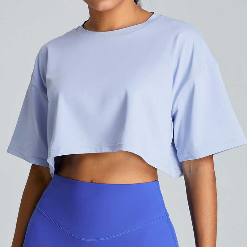 Deportes al aire libre correr ropa de yoga de manga corta para mujeres seco rápido ocio versátil chaqueta de fitness suelta camiseta deportiva transpirable