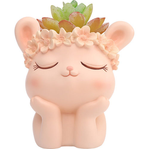 Cartoon garland animal micro landscape succulent flower pot ornaments creative home office desktop gardening potted ornaments